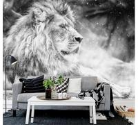 XLMING Hand Drawn Three Dimensional Black and White Style Lion 3D Wallpaper Premium Textured Silk Study Dining Living Room Bedroom Sofa TV Wall Easy Install-150cm×105cm