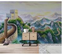 XLMING Hand Drawn Three Dimensional Mountain Peaks Forests Architecture 3D Wallpaper Premium Textured Silk Study Dining Living Room Bedroom Sofa TV Wall Easy Install-350cm×256cm