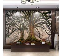 XLMING Hand Drawn Vintage Art Ancient Large Trees Forest 3D Wallpaper Premium Textured Silk Study Dining Living Room Bedroom Sofa TV Wall Easy Install-300cm×210cm