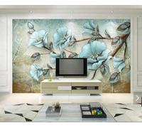 XLMING Hand Drawn Vintage Branches Blue Flowers 3D Wallpaper Luxury Home Dining Decor Paste Sofa Living Room The Wall for Bedroom Mural-150cm×105cm