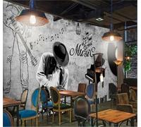 XLMING Hand Drawn Vintage Guitar Music Industrial Decor 3D Wallpaper Premium Textured Silk Study Dining Living Room Bedroom Sofa TV Wall Easy Install-400cm×280cm