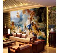 XLMING Hand Drawn Watercolour Art People Little Angels 3D Wallpaper Silky Texture Home Study Office Grey Dining Room Sofa Bedroom Living Room TV Backdrop-300cm×210cm