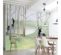 XLMING Hand Painted Art Graffiti Elk Forest 3D Wallpaper Silky Texture Home Study Office Grey Dining Room Sofa Bedroom Living Room TV Backdrop-400cm×280cm