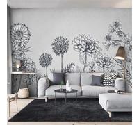 XLMING Hand Painted Art Vintage Black and White Flower Leaf 3D Wallpaper Silky Texture Home Study Office Grey Dining Room Sofa Bedroom Living Room TV Backdrop-200cm×140cm