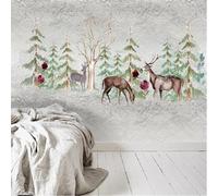 XLMING Hand Painted Art Vintage Forest Elk Abstract 3D Wallpaper Silky Texture Home Study Office Grey Dining Room Sofa Bedroom Living Room TV Backdrop-400cm×280cm