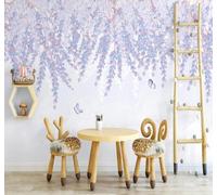 XLMING Hand Painted Beautiful Purple Vine Butterfly 3D Wallpaper Luxury Silk Study Dining Feature Sofa Grey Bedroom Living Room Tv Decorative Wall-250cm×170cm