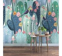XLMING Hand Painted Botanical Cactus Pink Blossoms 3D Wallpaper Luxury Home Dining Decor Paste Sofa Living Room The Wall for Bedroom Mural-400cm×280cm