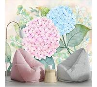 XLMING Hand Painted Colourful Beautiful Flowers Hydrangea Plants 3D Wallpaper Silky Texture Home Study Office Grey Dining Room Sofa Bedroom Living Room TV Backdrop-400cm×280cm
