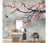 XLMING Hand Painted Ink Wash Birds in Flight Branches Flowers 3D Wallpaper Luxury Home Dining Decor Paste Sofa Living Room The Wall for Bedroom Mural-250cm×170cm