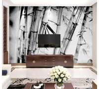 XLMING Hand Painted Ink Wash Black and White Bamboo Art 3D Wallpaper Premium Textured Silk Study Dining Living Room Bedroom Sofa TV Wall Easy Install-200cm×140cm