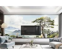 XLMING Hand Painted Mountain Peaks Rivers Creative Art 3D Wallpaper Luxury Silk Study Dining Feature Sofa Grey Bedroom Living Room Tv Decorative Wall-400cm×280cm