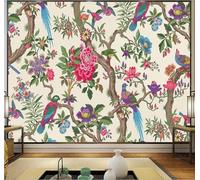 XLMING Hand Painted Multicoloured Plants Flowers Little Birds 3D Wallpaper Premium Textured Silk Study Dining Living Room Bedroom Sofa TV Wall Easy Install-250cm×170cm