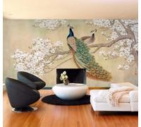 XLMING Hand Painted Peacock Trees Flowers Landscape 3D Wallpaper Luxury Home Dining Decor Paste Sofa Living Room The Wall for Bedroom Mural-150cm×105cm
