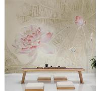 XLMING Hand Painted Pink Lotus Vintage Lotus Leaf 3D Wallpaper Luxury Home Dining Decor Paste Sofa Living Room The Wall for Bedroom Mural-300cm×210cm