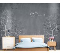 XLMING Hand Painted Simple Art Black White Grey Branch 3D Wallpaper Luxury Home Dining Decor Paste Sofa Living Room The Wall for Bedroom Mural-250cm×170cm