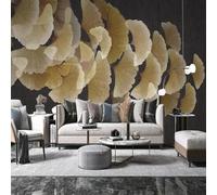 XLMING Hand Painted Vintage Minimalist Yellow Ginkgo Leaves 3D Wallpaper Luxury Home Dining Decor Paste Sofa Living Room The Wall for Bedroom Mural-350cm×256cm
