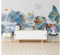 XLMING Hand Painted Watercolour Landscape Architecture Sunrise 3D Wallpaper Premium Textured Silk Study Dining Living Room Bedroom Sofa TV Wall Easy Install-200cm×140cm