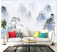 XLMING Hand Painted Watercolour Mountains Trees Landscape 3D Wallpaper Silky Texture Home Study Office Grey Dining Room Sofa Bedroom Living Room TV Backdrop-430cm×300cm