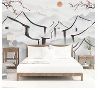 XLMING Ink Wash Flowers Birds Mountains Architecture 3D Wallpaper Luxury Home Dining Decor Paste Sofa Living Room The Wall for Bedroom Mural-300cm×210cm