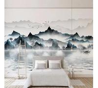 XLMING Ink Wash Landscape Birds in Flight Small Boat Scenery 3D Wallpaper Luxury Home Dining Decor Paste Sofa Living Room The Wall for Bedroom Mural-150cm×105cm