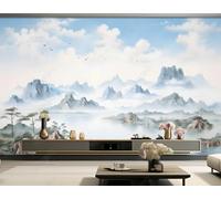 XLMING Ink Wash Landscape Birds in Flight Trees Scenery 3D Wallpaper Luxury Silk Study Dining Feature Sofa Grey Bedroom Living Room Tv Decorative Wall-150cm×105cm