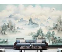 XLMING Ink Wash Landscape Trees Birds in Flight Scenery 3D Wallpaper Luxury Silk Study Dining Feature Sofa Grey Bedroom Living Room Tv Decorative Wall-430cm×300cm