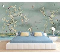 XLMING Ink Wash Landscapes Flowers Birds Butterflies 3D Wallpaper Luxury Silk Study Dining Feature Sofa Grey Bedroom Living Room Tv Decorative Wall-350cm×256cm