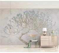 XLMING Italy Nostalgia Vintage Blue Flower Tree 3D Wallpaper Luxury Home Dining Decor Paste Sofa Living Room The Wall for Bedroom Mural-300cm×210cm