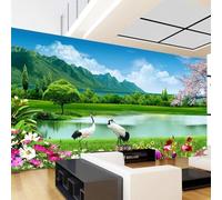 XLMING Lakeside Blue Sky Mountains Flowers Nature 3D Wallpaper Luxury Home Dining Decor Paste Sofa Living Room The Wall for Bedroom Mural-200cm×140cm