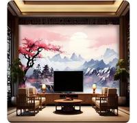 XLMING Landscape Architecture Pink Trees Moon 3D Wallpaper Luxury Silk Study Dining Feature Sofa Grey Bedroom Living Room Tv Decorative Wall-150cm×105cm