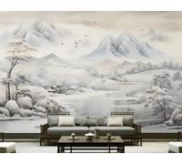 XLMING Landscape Trees Birds in Flight Architecture Snowy Scene 3D Wallpaper Luxury Silk Study Dining Feature Sofa Grey Bedroom Living Room Tv Decorative Wall-300cm×210cm