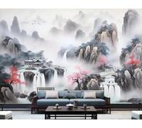 XLMING Landscape Waterfall Multicoloured Trees Architecture 3D Wallpaper Luxury Silk Study Dining Feature Sofa Grey Bedroom Living Room Tv Decorative Wall-250cm×170cm