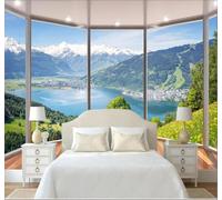 XLMING Large Balcony Landscape Expanding Space Natural Scenery 3D Wallpaper Silky Texture Home Study Office Grey Dining Room Sofa Bedroom Living Room TV Backdrop-400cm×280cm