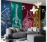 XLMING Large Musical Instruments Rock Music Bar 3D Wallpaper Luxury Silk Study Dining Feature Sofa Grey Bedroom Living Room Tv Decorative Wall-300cm×210cm
