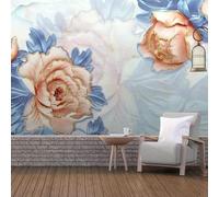 XLMING Large Relief Pink Floral Imitation Marble 3D Wallpaper Silky Texture Home Study Office Grey Dining Room Sofa Bedroom Living Room TV Backdrop-250cm×170cm