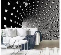 XLMING Large Scale Monochrome Geometric Tunnel Spatial Extension 3D Wallpaper Luxury Home Dining Decor Paste Sofa Living Room The Wall for Bedroom Mural-250cm×170cm