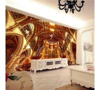 XLMING Large Scale Three Dimensional Golden Architecture Angel 3D Wallpaper Luxury Home Dining Decor Paste Sofa Living Room The Wall for Bedroom Mural-150cm×105cm