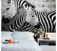 XLMING Large Three Dimensional Black and White Zebra Animals 3D Wallpaper Luxury Silk Study Dining Feature Sofa Grey Bedroom Living Room Tv Decorative Wall-200cm×140cm