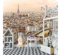 XLMING Large Three Dimensional City Building River 3D Wallpaper Textured Silk Easy Install Living Room Sofa Bedroom Dining Room Home Decoration Wall-300cm×210cm