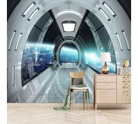 XLMING Large Three Dimensional Universe Planet Space Capsule 3D Wallpaper Premium Textured Silk Study Dining Living Room Bedroom Sofa TV Wall Easy Install-200cm×140cm