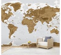XLMING Large Vintage Creative World Map Art 3D Wallpaper Premium Textured Silk Study Dining Living Room Bedroom Sofa TV Wall Easy Install-200cm×140cm