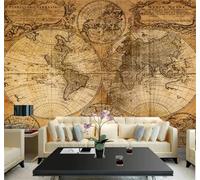 XLMING Large Vintage World Map Art Personalised 3D Wallpaper Silky Texture Home Study Office Grey Dining Room Sofa Bedroom Living Room TV Backdrop-400cm×280cm