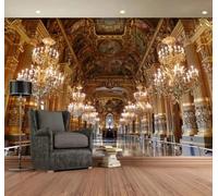 XLMING Luxury Gold Architecture Corridor Spatial Expansion 3D Wallpaper Silky Texture Home Study Office Grey Dining Room Sofa Bedroom Living Room TV Backdrop-350cm×256cm