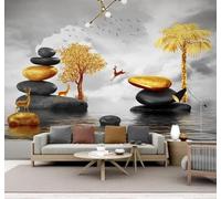 XLMING Luxury Gold Stones Reindeer Trees 3D Wallpaper Luxury Home Dining Decor Paste Sofa Living Room The Wall for Bedroom Mural-250cm×170cm