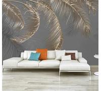 XLMING Luxury Minimalism Three Dimensional Gold Feathers 3D Wallpaper Luxury Home Dining Decor Paste Sofa Living Room The Wall for Bedroom Mural-250cm×170cm