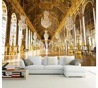 XLMING Luxury Three Dimensional Gold Palace Spatial Expansion 3D Wallpaper Silky Texture Home Study Office Grey Dining Room Sofa Bedroom Living Room TV Backdrop-300cm×210cm