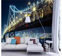 XLMING Magnificent Bridge River Architecture Night View 3D Wallpaper Luxury Home Dining Decor Paste Sofa Living Room The Wall for Bedroom Mural-430cm×300cm