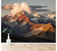 XLMING Magnificent Mountain Peaks Snow Capped Mountains Sunset Clouds 3D Wallpaper Premium Textured Silk Study Dining Living Room Bedroom Sofa TV Wall Easy Install-200cm×140cm