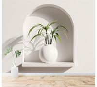 XLMING Minimalism White Archway Green Bamboo Plants Ceramic Vase 3D Wallpaper Silky Texture Home Study Office Grey Dining Room Sofa Bedroom Living Room TV Backdrop-200cm×140cm