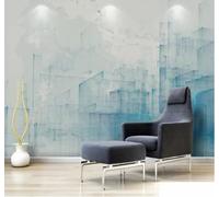 XLMING Minimalist Abstract Blue Geometric Urban Architecture 3D Wallpaper Premium Textured Silk Study Dining Living Room Bedroom Sofa TV Wall Easy Install-250cm×170cm
